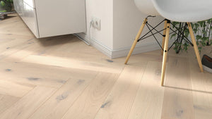 Cappuccino oak herringbone flooring in a room