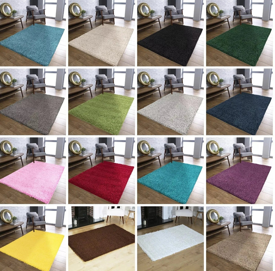 Shaggy Rug 5cm Thick Pile Soft Fluffy Carpet Jute Backing Modern Living room rug