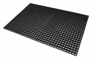 A black rectangular mat with a raised circular bubble pattern, shown at an angle on a plain white background.
