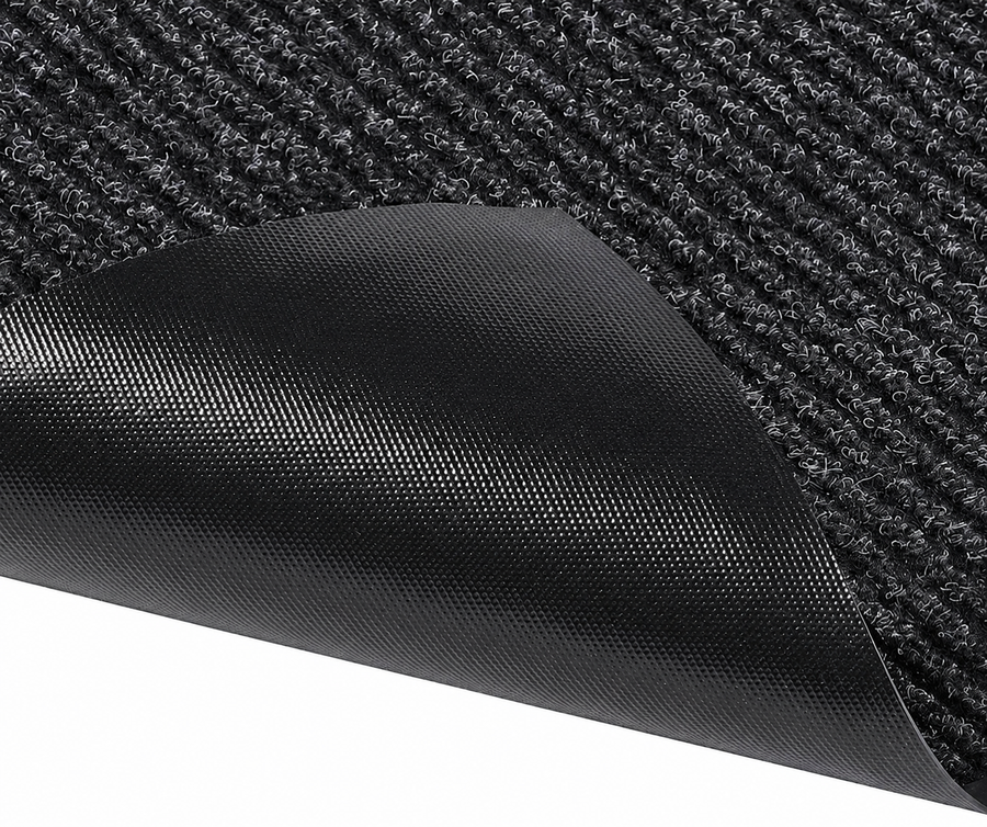 Rib Scrape Needle Punch Polyester Carpet Mat with PVC Backing Charcol colour