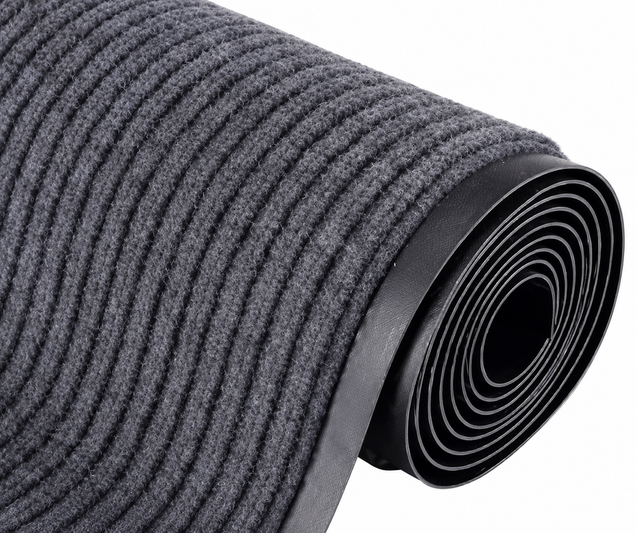 Rib Scrape Needle Punch Polyester Carpet Mat with PVC Backing Charcol colour