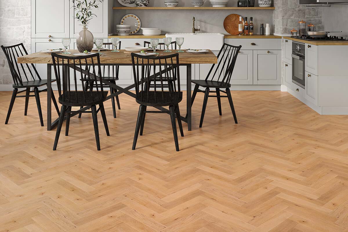 Natural brushed solid oak with UV lacquer