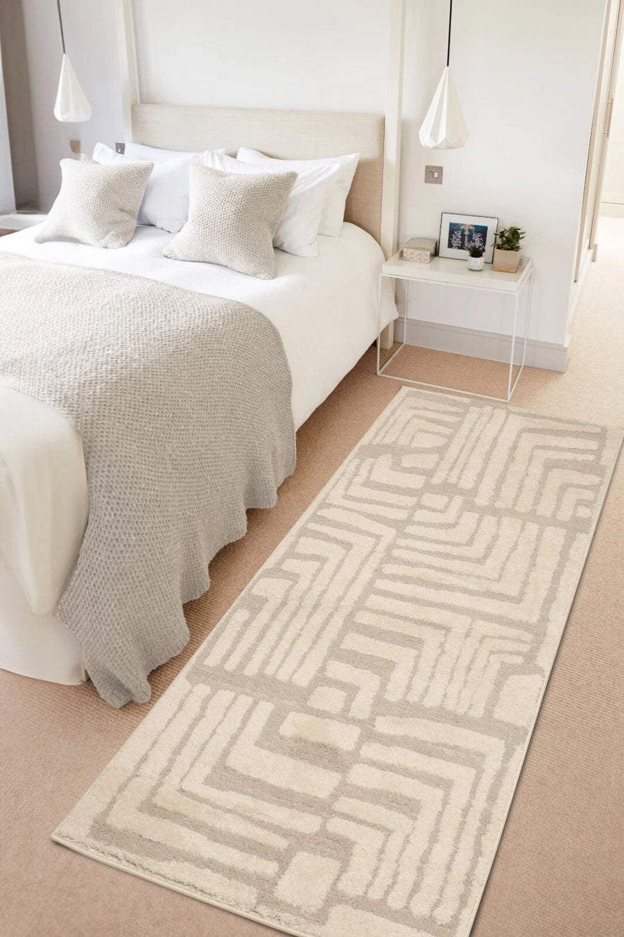 Illusion Rugs Living Room Large Carpet 120x170 Mat High Low Pile Neutral Shades