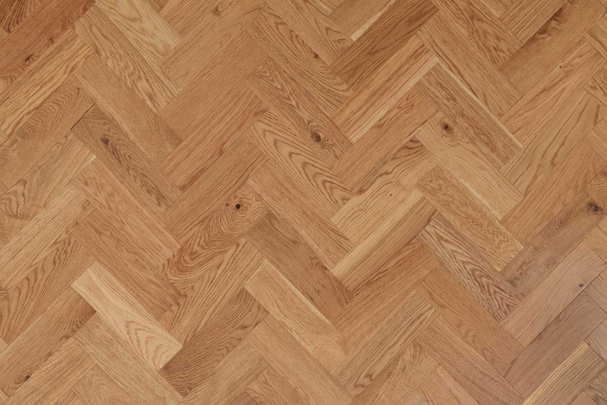 Second supplier view of rustic oak herringbone blocks