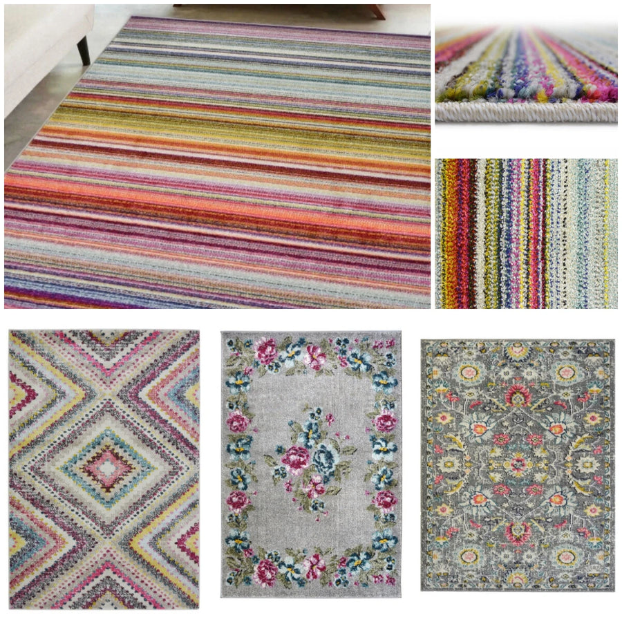 Large Vintage Living Room Rug Tribal Carpet Multi Coloured Soft Bedroom Rugs