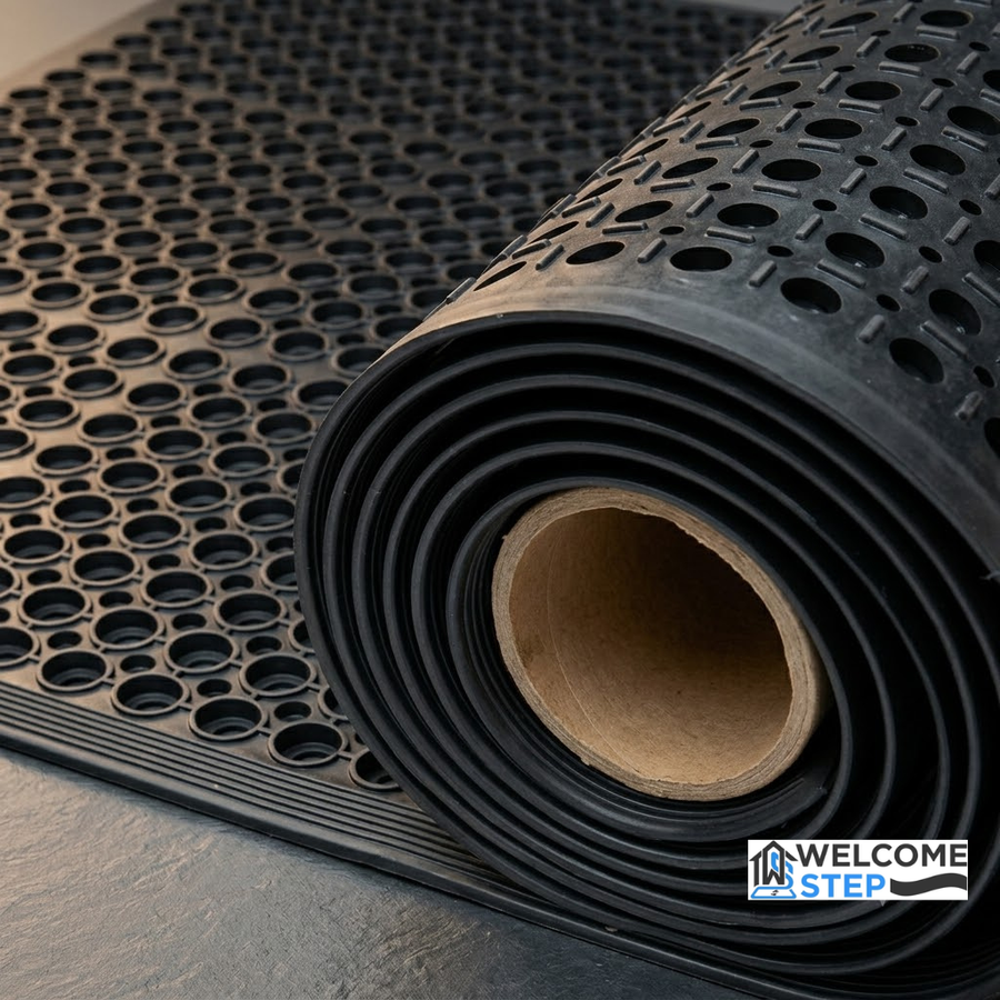 Anti-Slip Industrial Hollow Rubber Mat 10m Long x 90cm Wide Heavy Duty Floor