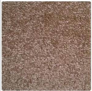 A close-up texture shot of a low-pile carpet in a warm taupe or light brown color.