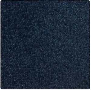 A close-up texture swatch of dark navy blue carpet or fabric with a short pile surface.