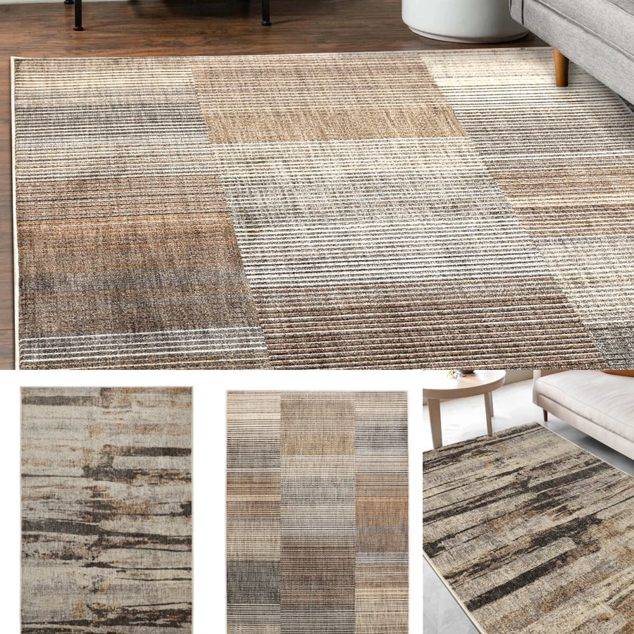 LOW PILE SOFT LARGE RUGS FOR LIVING ROOM STRIPED CARPET FLOOR MAT