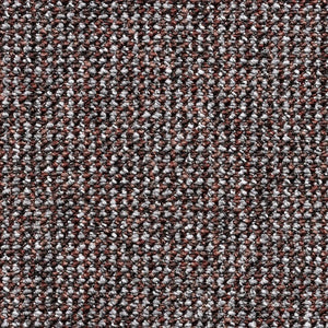 A close-up texture shot of a woven fabric with a heathered pattern of brown, gray, and white threads.