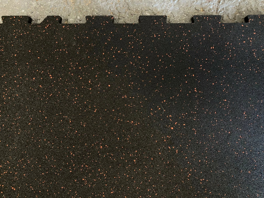 Classic Rubber Gym Mat 1mx1mx17mm Orange and Black soft mat