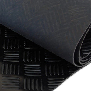 Close-up of a textured black mat with a patterned surface