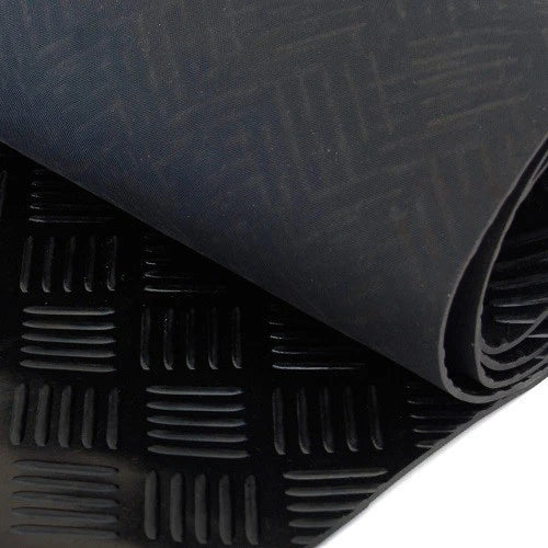Close-up of a textured black mat with a patterned surface