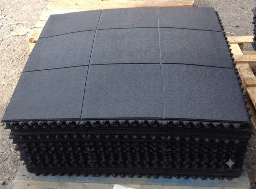 INTERLOCKING RUBBER FLOOR MATS GYM EXERCISE MAT 3'x3'(90x90cm)16mm