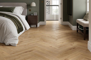 Krono Herringbone Sundance Oak laminate flooring detail view