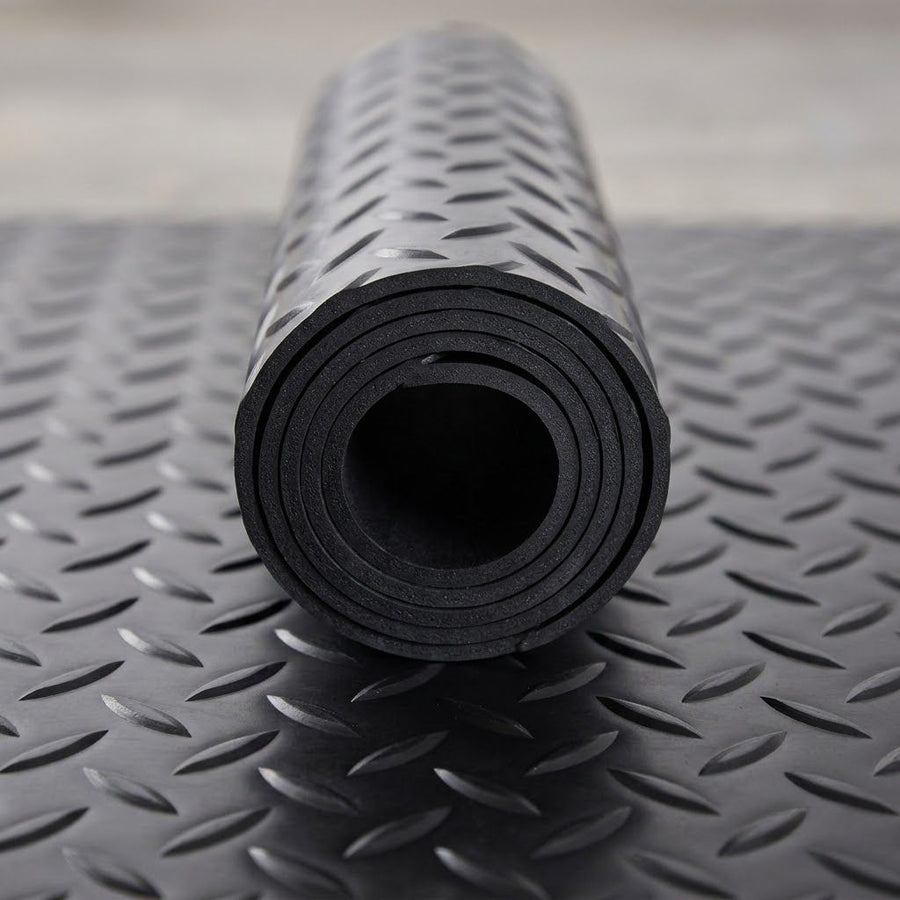 Checker Patterned Rubber Flooring Matting for Garage, Van or Car Roll Mat