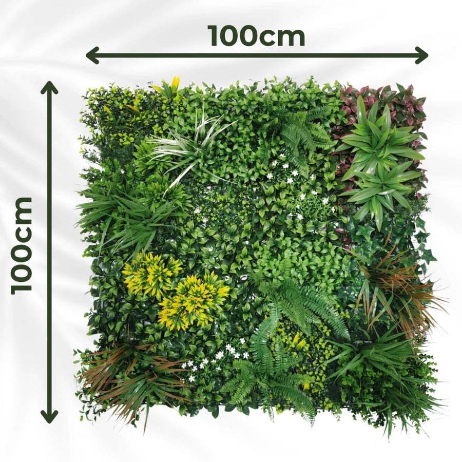 Artificial Plant Wall Panels Realistic Indoor / Outdoor 1m x 1m Lowther Green