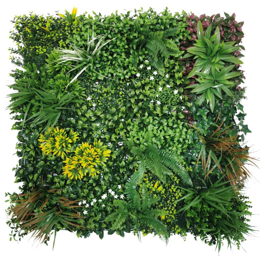 Artificial Plant Wall Panels Realistic Indoor / Outdoor 1m x 1m Lowther Green