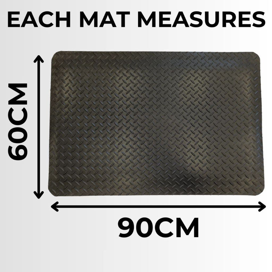 Anti Fatigue Mat - Comfort Foam Backing -90cm x 60cm - Checker Surface
