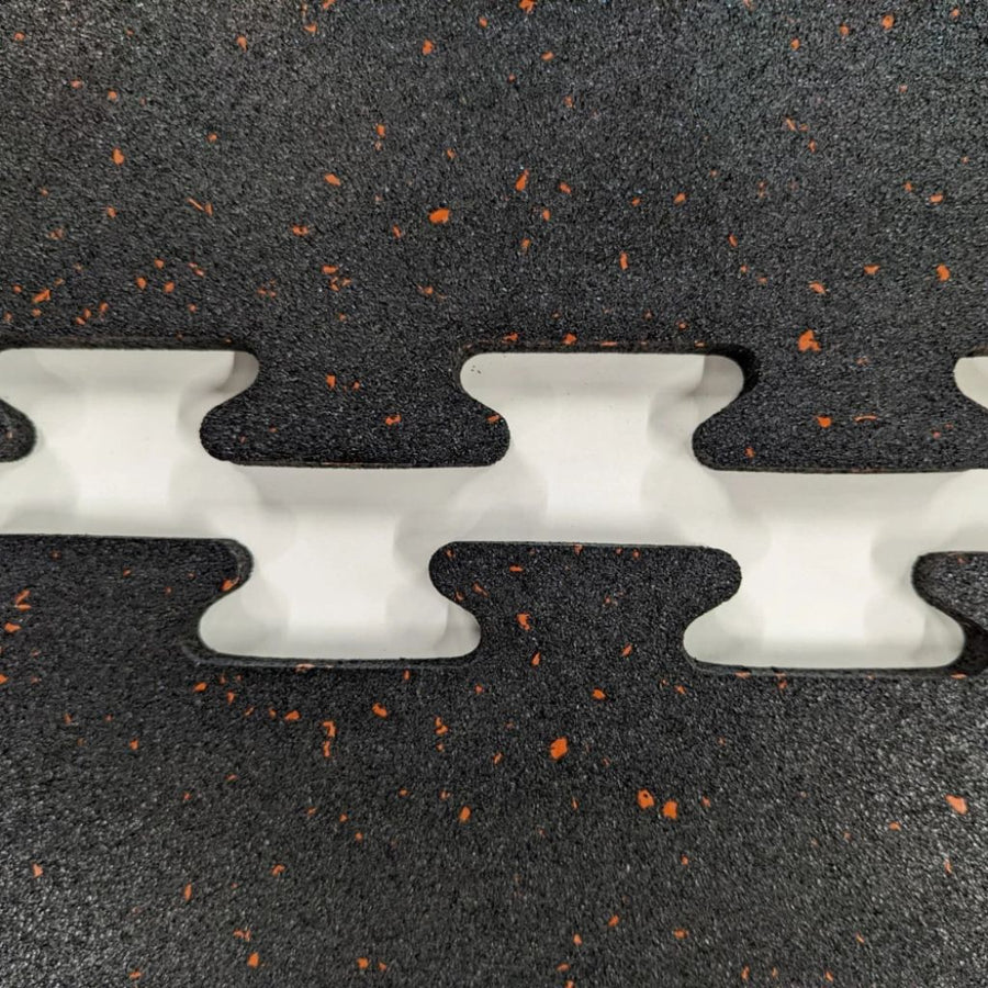 Rubber Gym Floor Interlocking Mats 1M x 1M 10mm / 15mm / 20mm Thick Orange Fleck