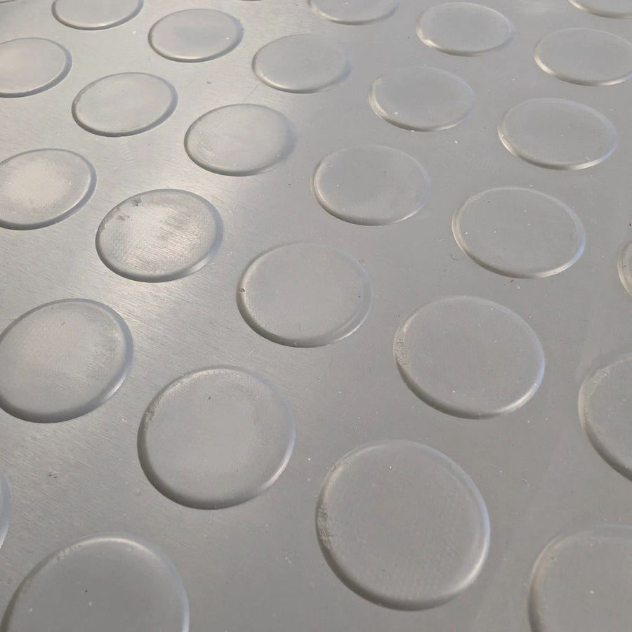 Grey Rubber Flooring Matting Roll - 3mm Thick - Coin Pattern