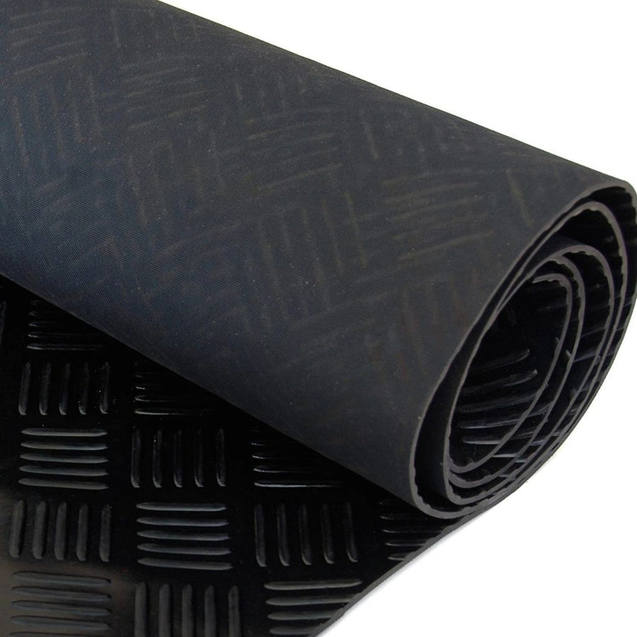 5 Bar Checker Patterned Rubber Flooring Matting for Garage, Van or Car Roll Mat