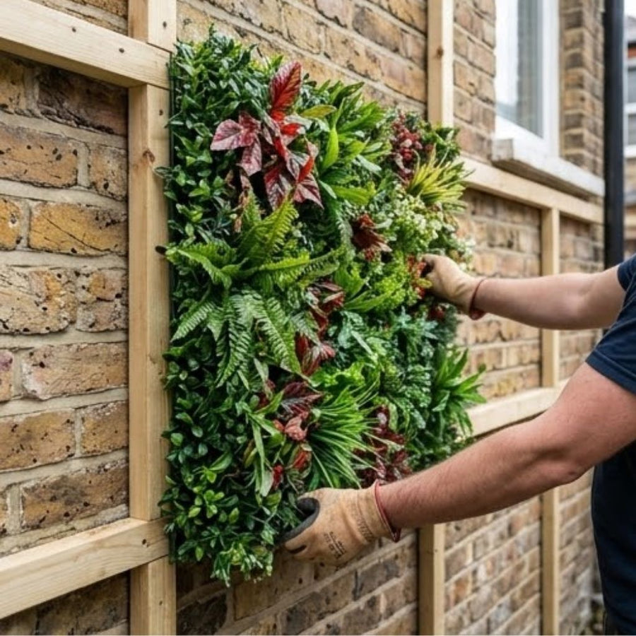 Artificial Plant Wall Panels Realistic Indoor / Outdoor 1m x 1m