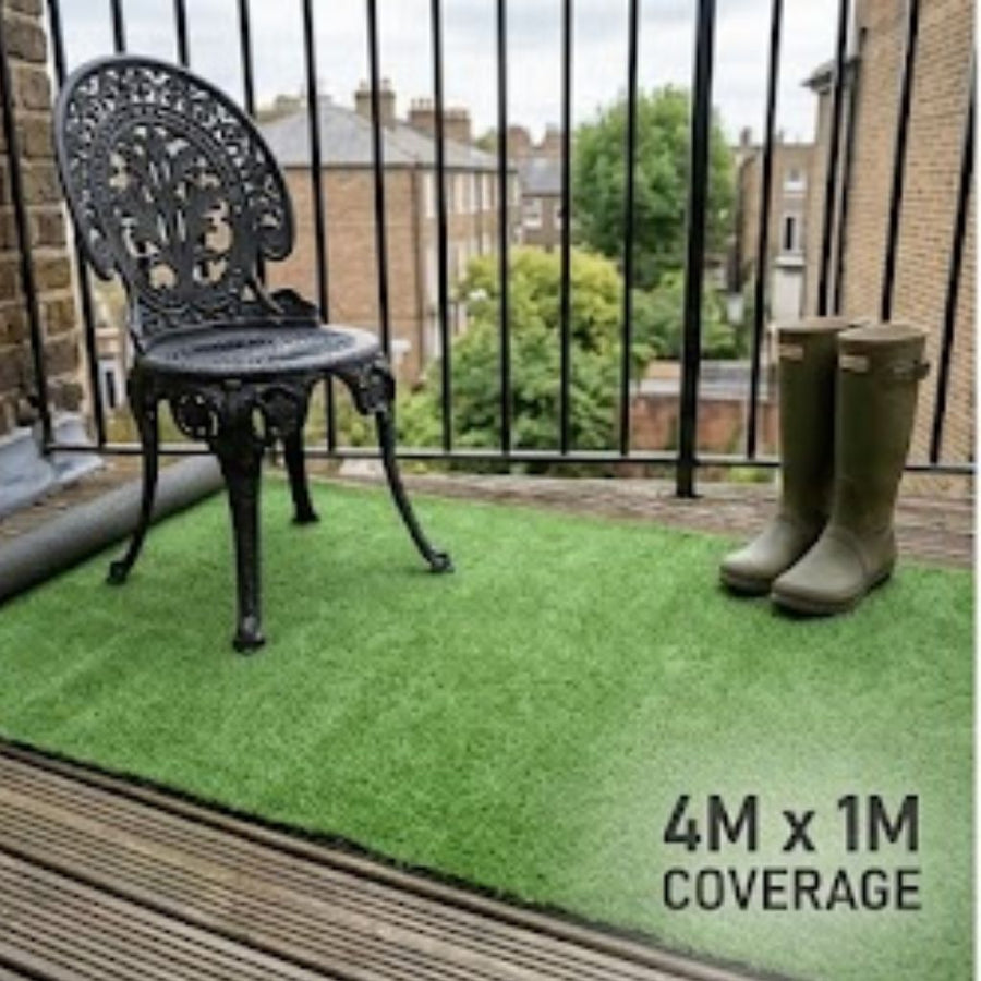 Cheap Artificial Grass 4M x 1M 7mm Thick Fake Lawn Turf, Balcony Patio, Hot Tub